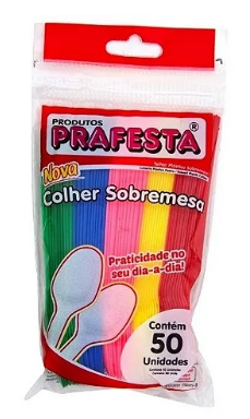 Colherinhas Descartáveis Coloridas para Festa – Pacote com 50 Unid.