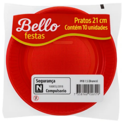 Prato Descartável Vermelho para Festa – Pacote 10 Unid.